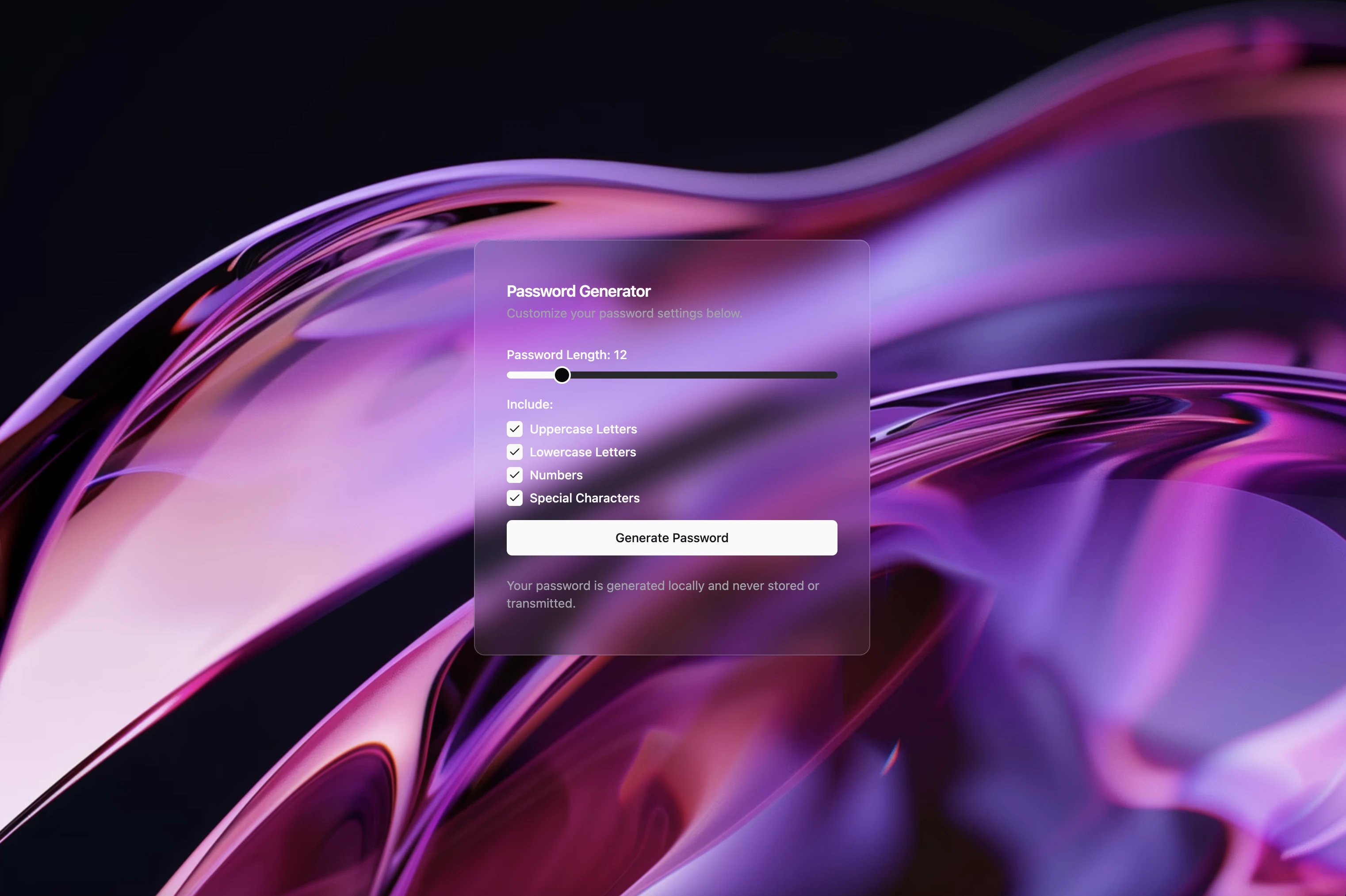Password Generator website preview
